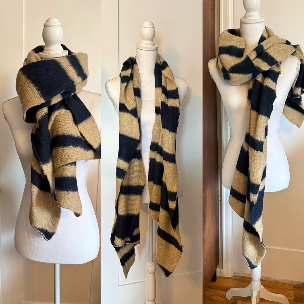 Striped Tan and Black Scarf